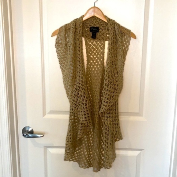 PURE | Pure Handknit 100% Cotton Loose Net Beige  Shrug - Small - Picture 5 of 8